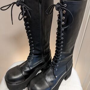 Demonia Ranger 302 Black High Boots, unisex, W sz15, M sz13